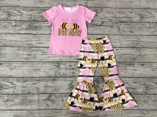 Bee Mine Honey Bee Valentine's Bell Bottom Pants Set