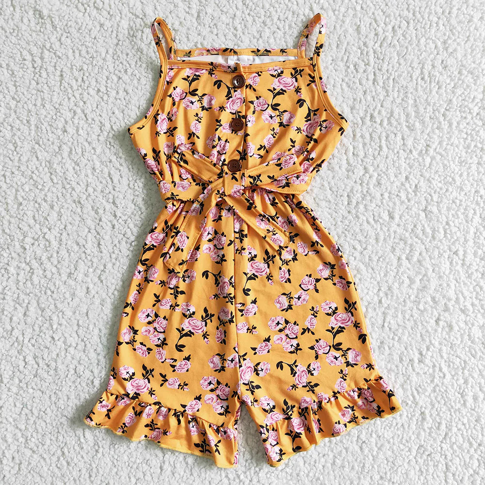 Orange Floral Romper/ Jumpsuit