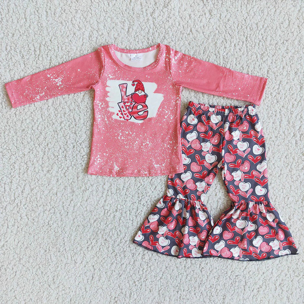 GnoMe-O Love Valentine's Bell Bottom Pants Set