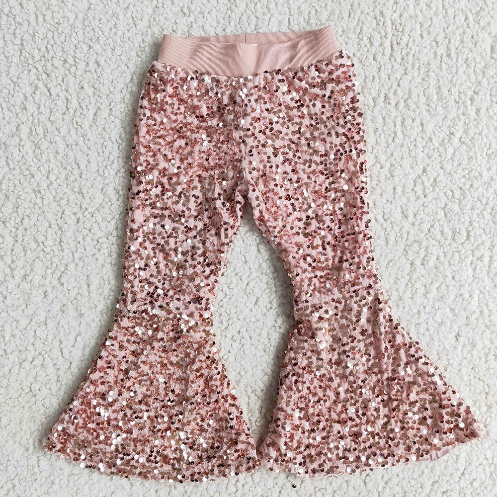 Sparkly In Pink Bell Bottom Pants