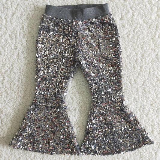 Disco Ball Sequin Grey Bell Bottom Pants