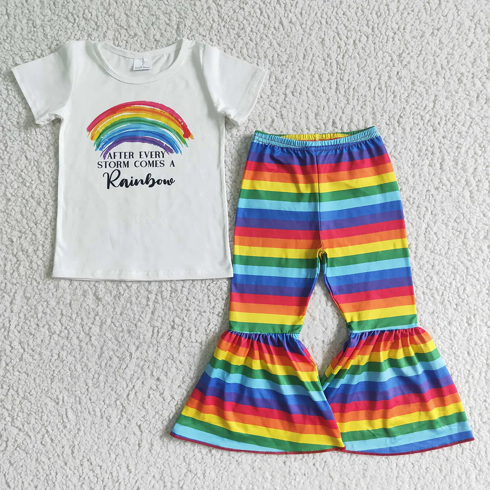 After Every Storm Rainbow Bell Bottom Pants Set