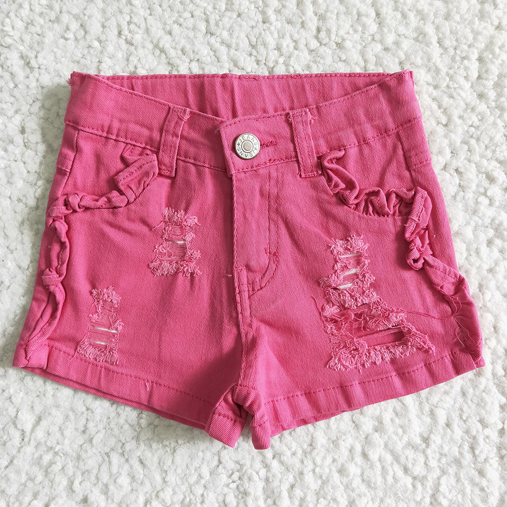 Hot Pink Distressed Shorts