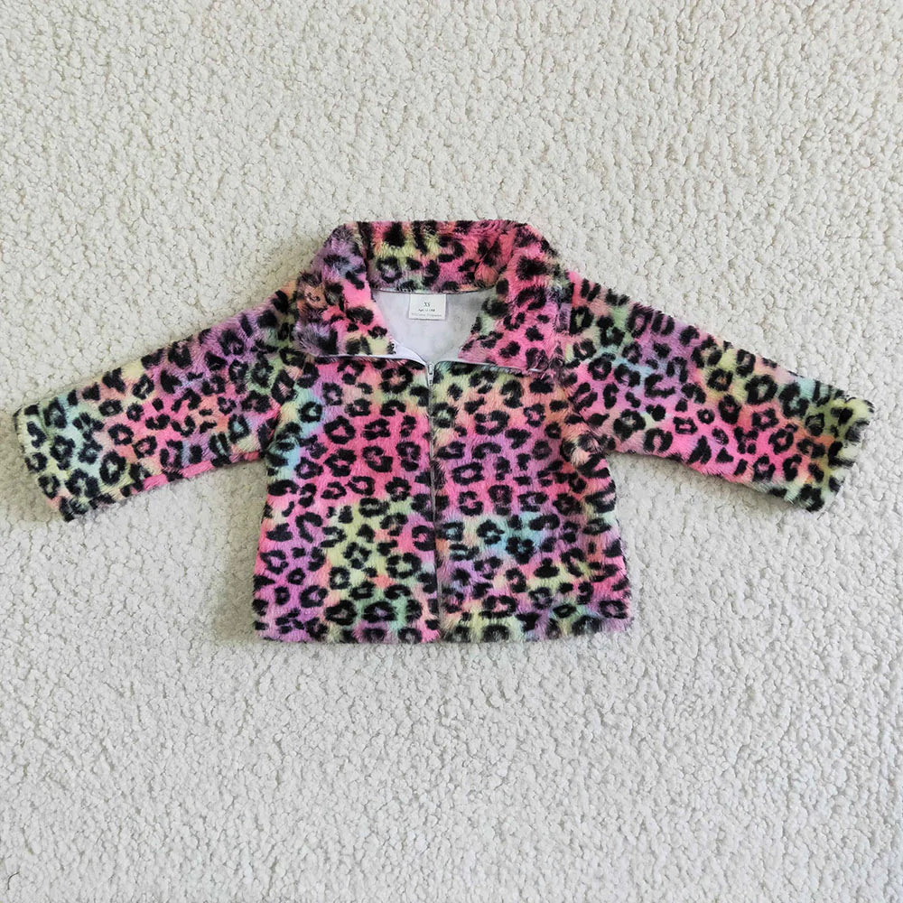 Lisa Frank Inspired Cheetah Print Fuzzy Jacket