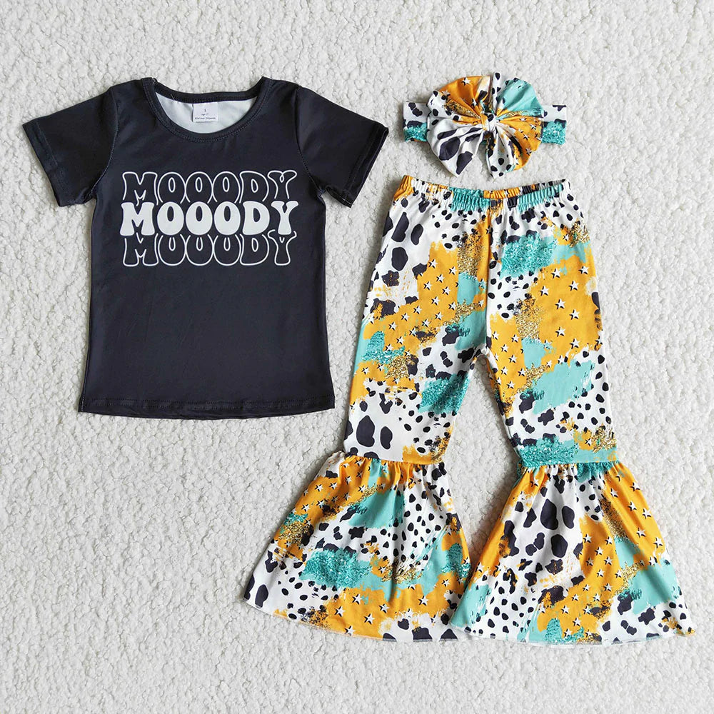 Moody, Moody, Moody Bell Bottom Pants Set & Matching Headband