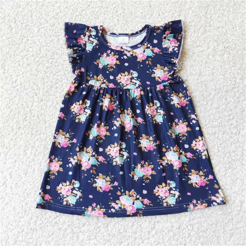 Navy Floral Pearl Dress