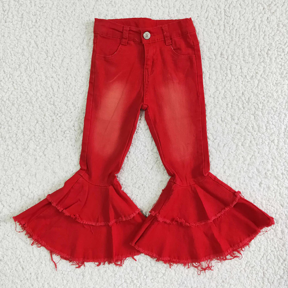 Double Flair Red Bell Bottom Pants