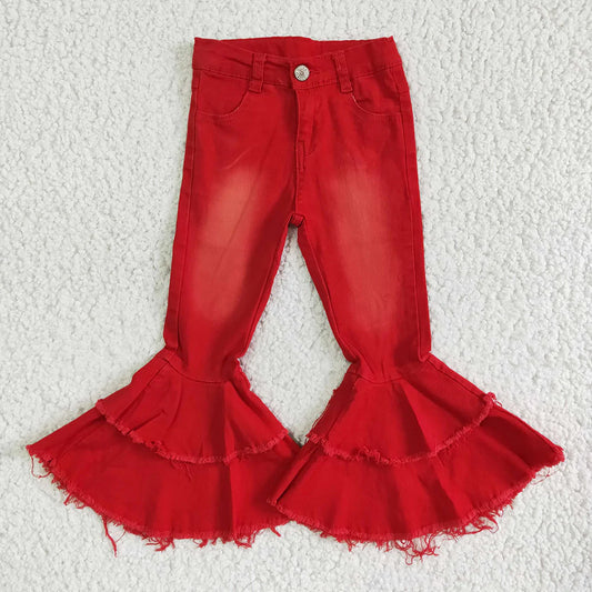 Double Flair Red Bell Bottom Pants