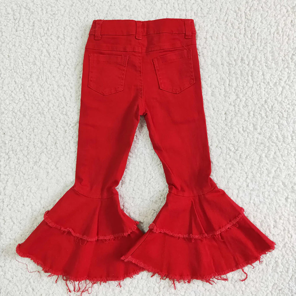 Double Flair Red Bell Bottom Pants