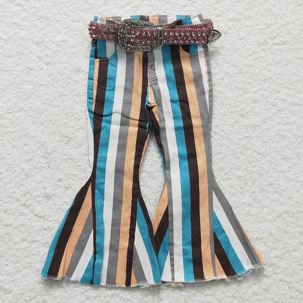 So Chic! Turquoise Stripped Bell Bottom Pants