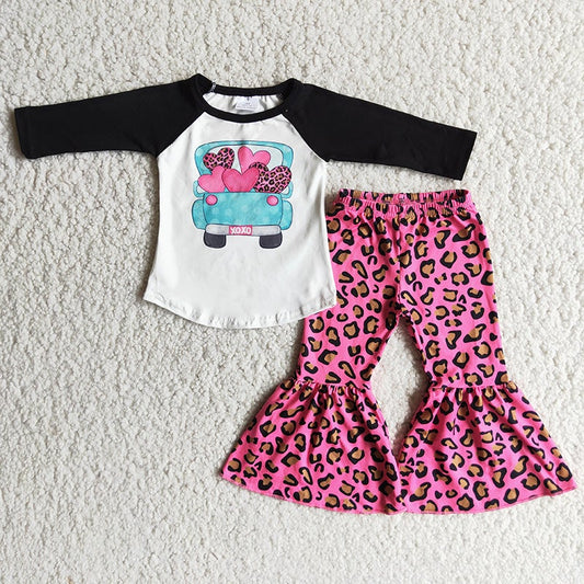 XOXO Truck Valentines Bell Bottom Pants Set